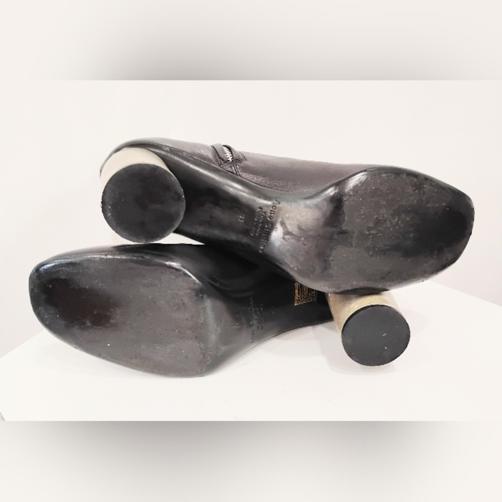 ACNE STUDIOS BLACK LEATHER ANKLE BOOTS - Picture 12 of 15